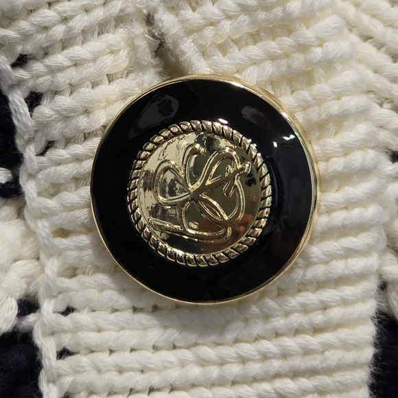 ba&sh Gamden Stripe Cropped Cardigan Size 4/L Navy And White 75% Cotton - Picture 8 of 16